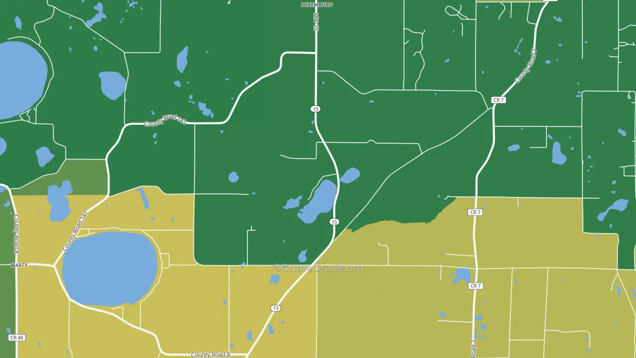 Luxemburg, MN Map of Burglary Rates