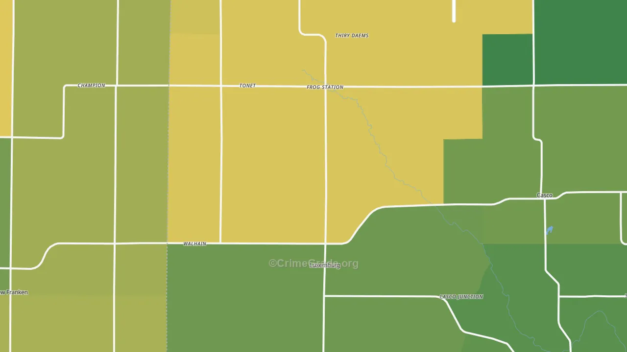 Luxemburg, WI Map of Burglary Rates