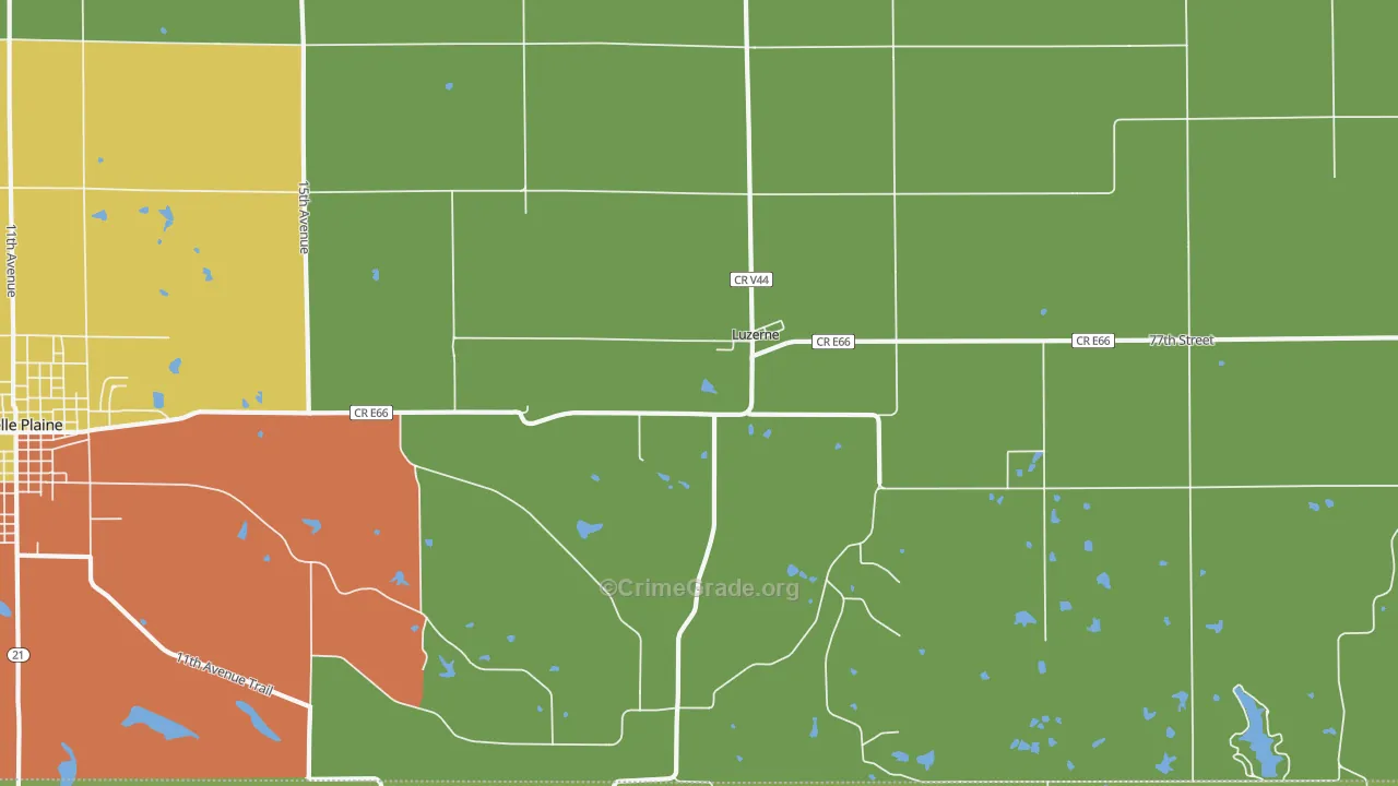 Luzerne, IA Map of Burglary Rates