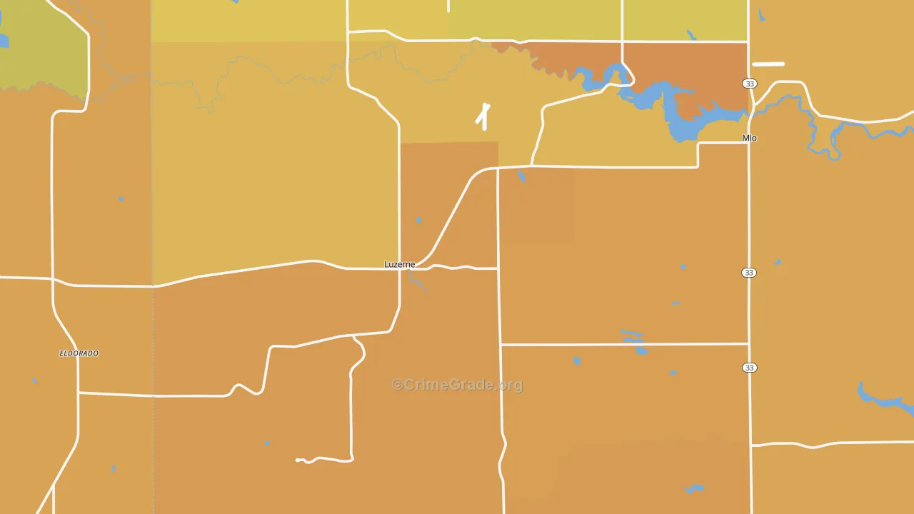 Luzerne, MI Map of Burglary Rates
