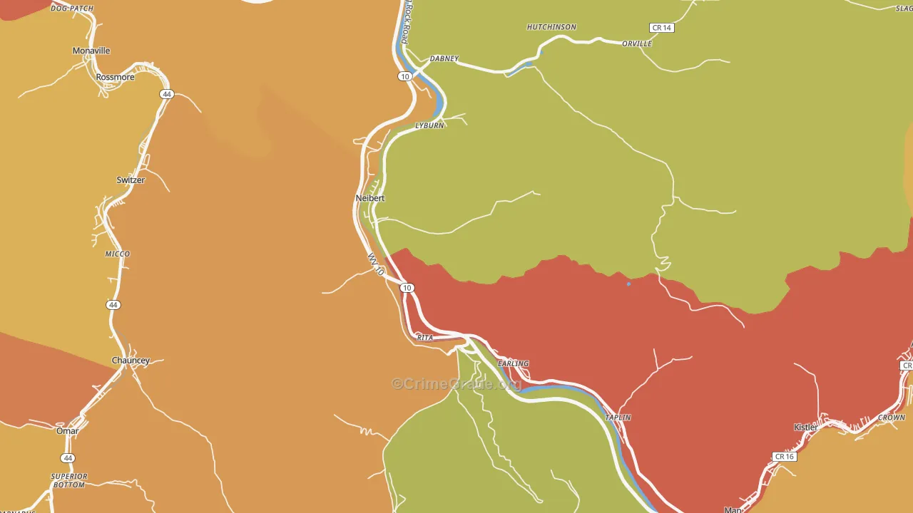 Lyburn, WV Map of Burglary Rates