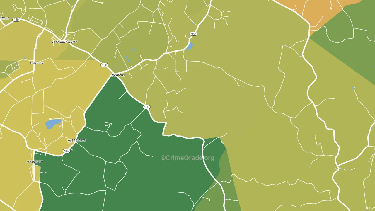 Lycippus, PA Map of Burglary Rates