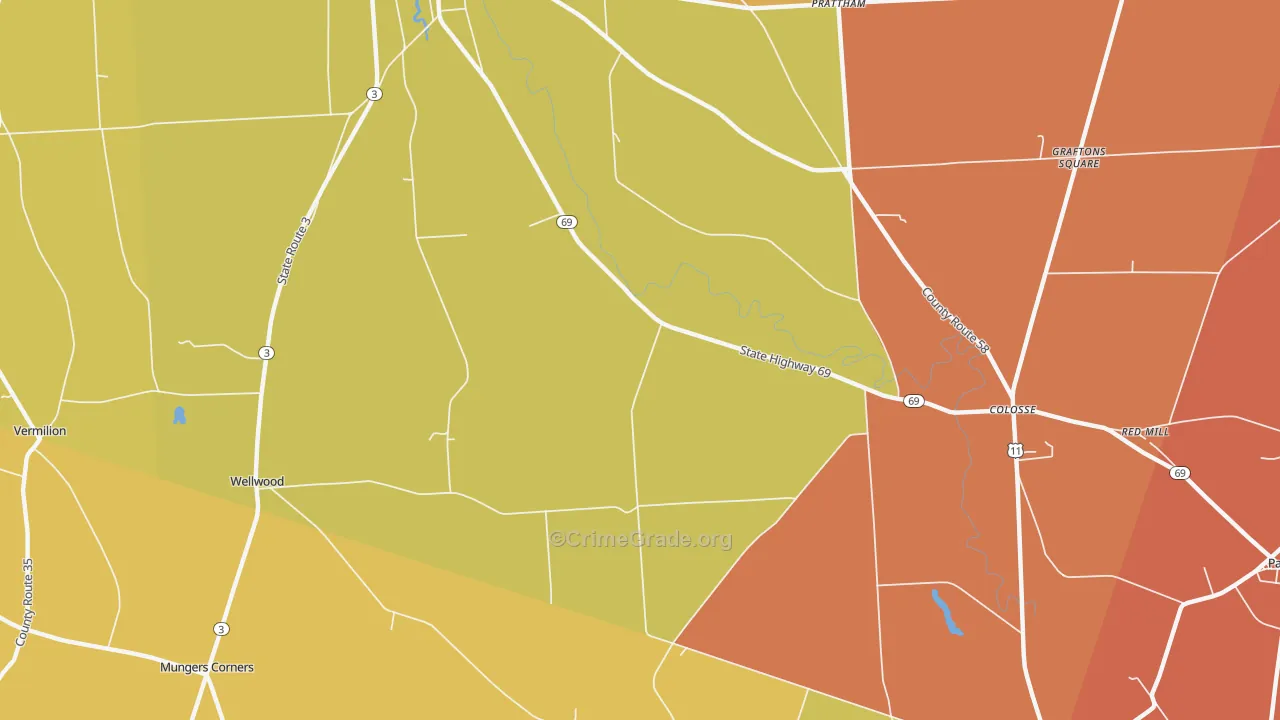 Lycoming, NY Map of Burglary Rates