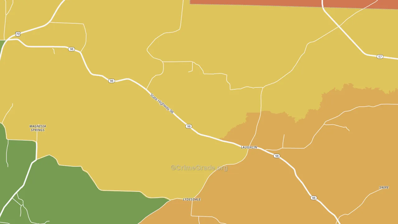Lydesdale, AR Map of Burglary Rates