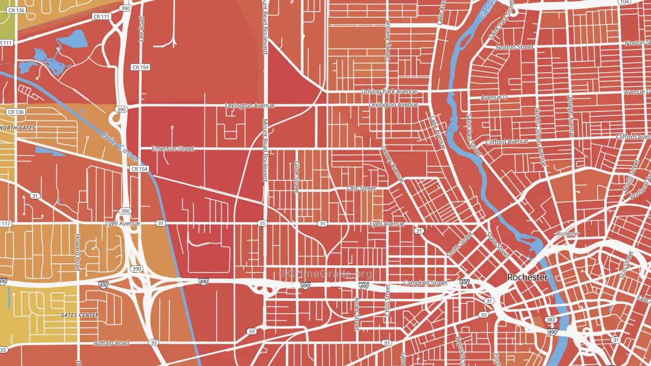 Lyell-Otis, Rochester, NY Map of Burglary Rates