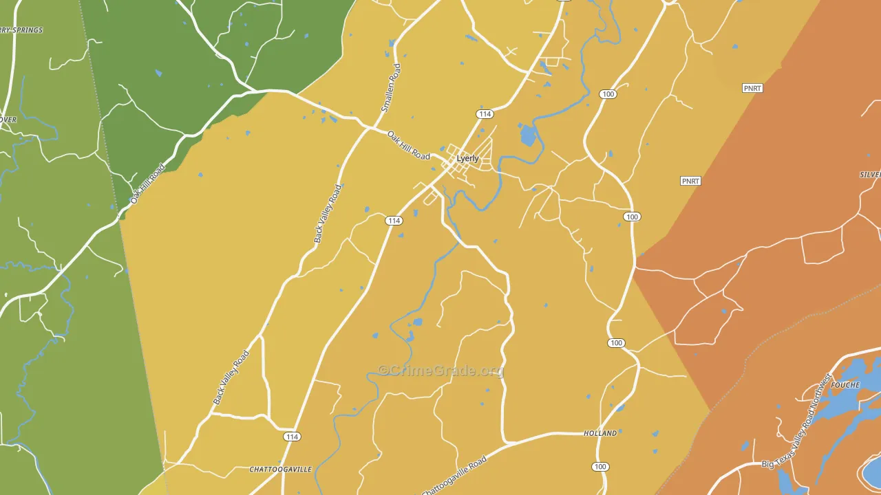 Lyerly, GA Map of Burglary Rates