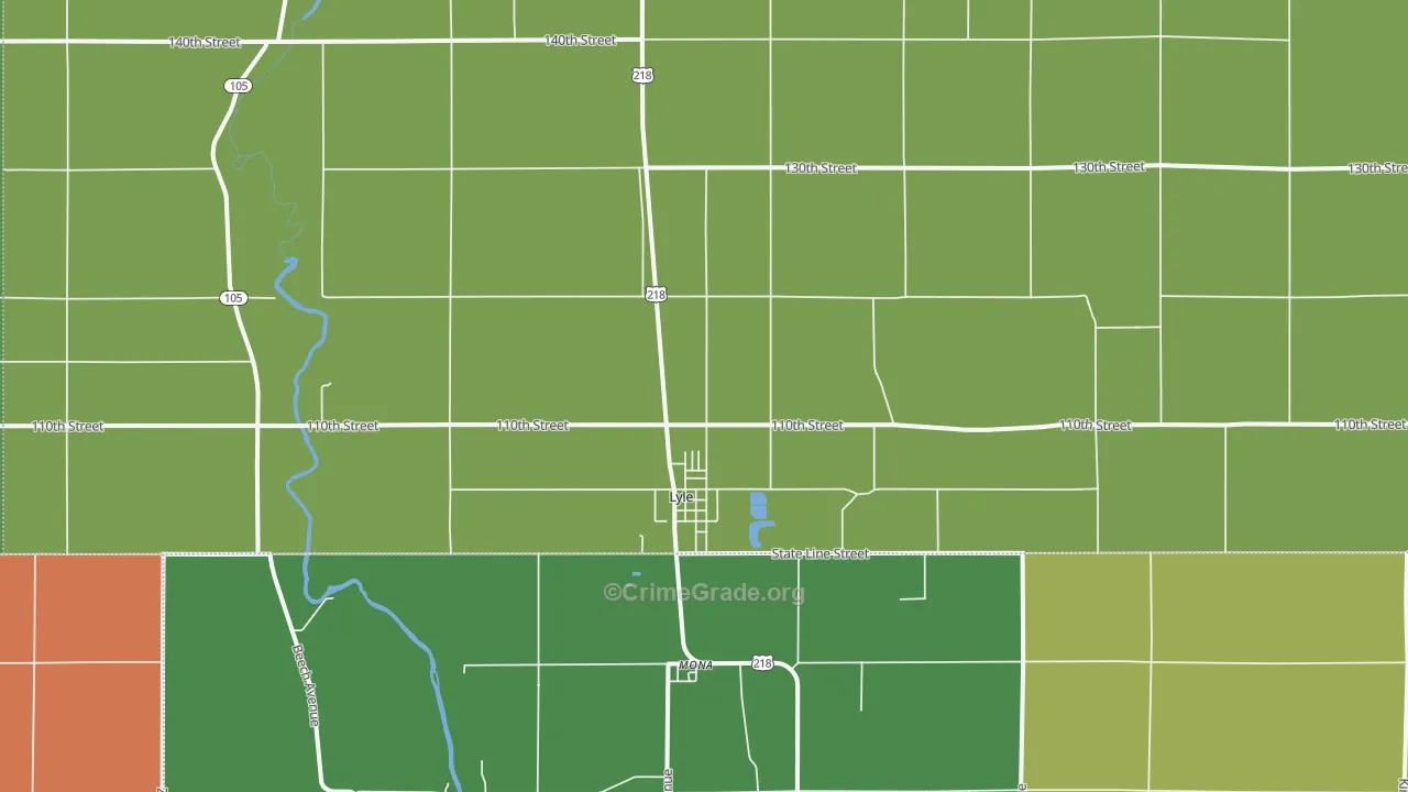 Lyle, MN Map of Burglary Rates