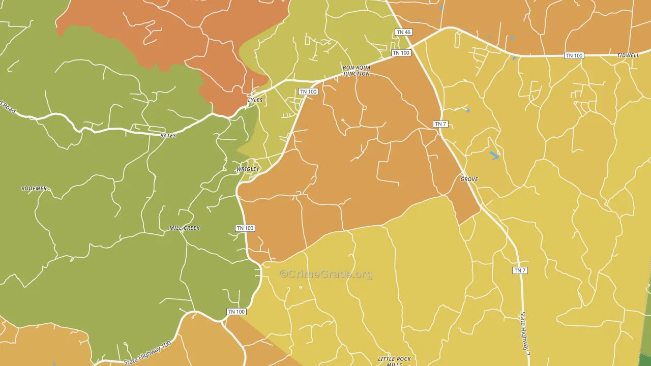 Lyles, TN Map of Burglary Rates
