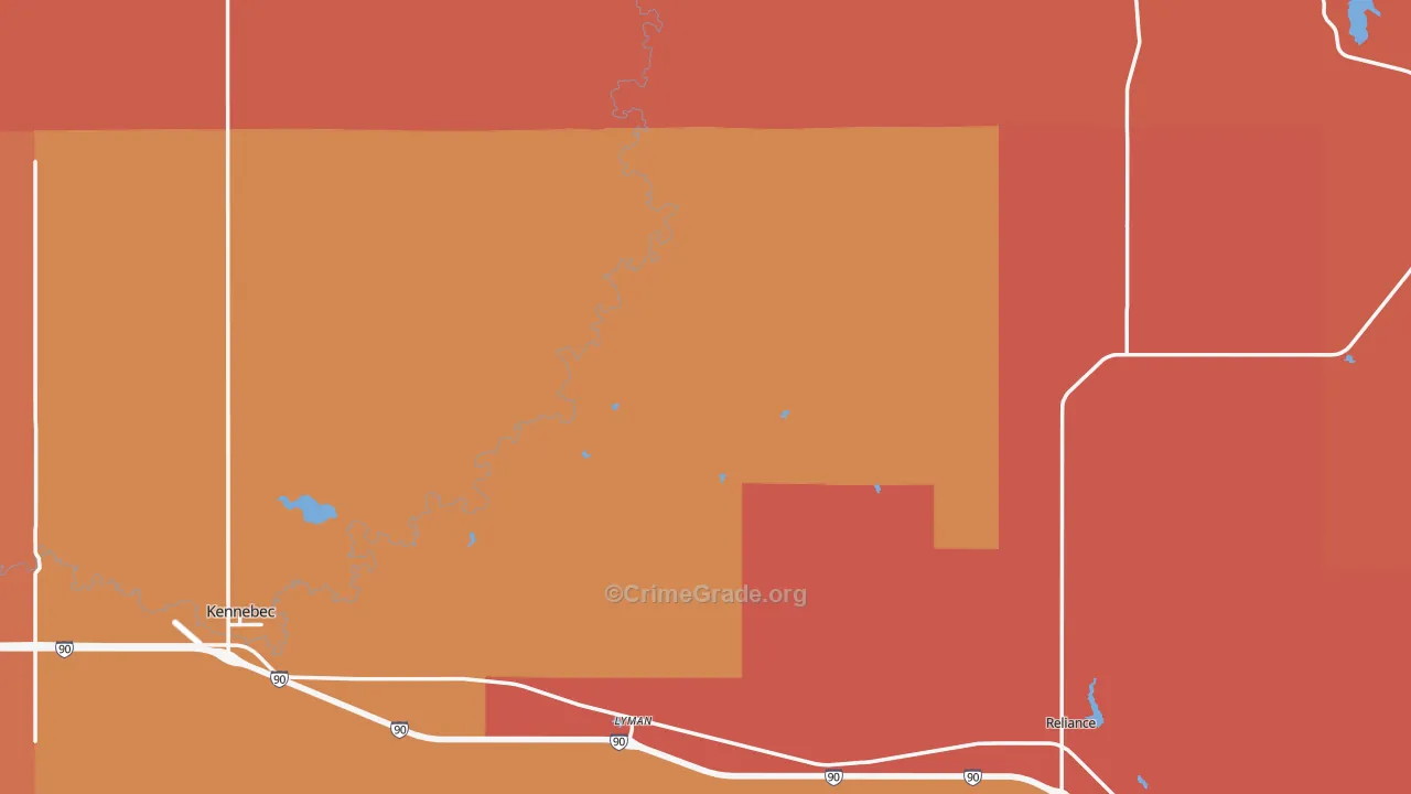 Lyman County, SD Map of Burglary Rates