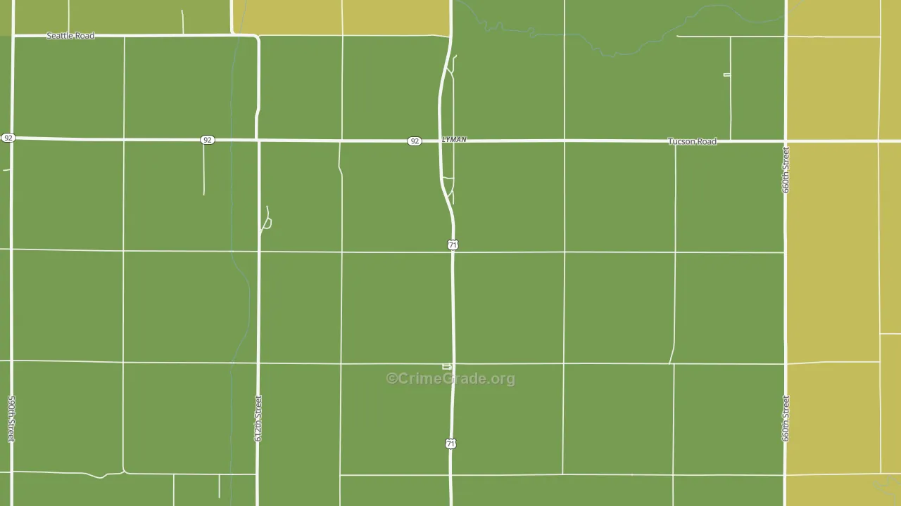 Lyman, IA Map of Burglary Rates