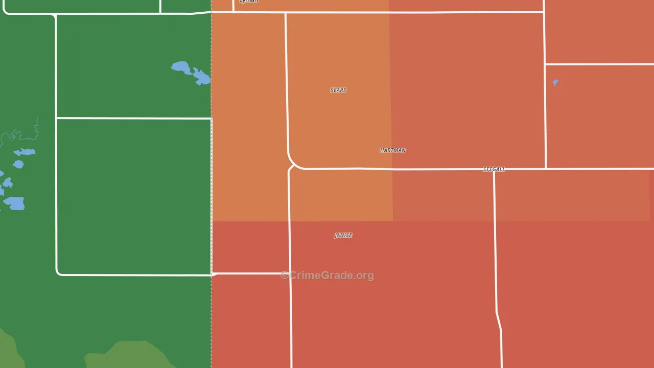 Lyman, NE Map of Burglary Rates