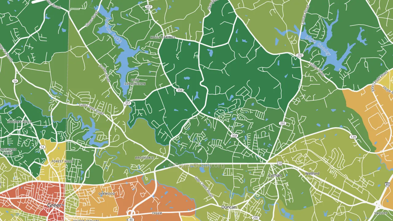 Lyman, SC Map of Burglary Rates