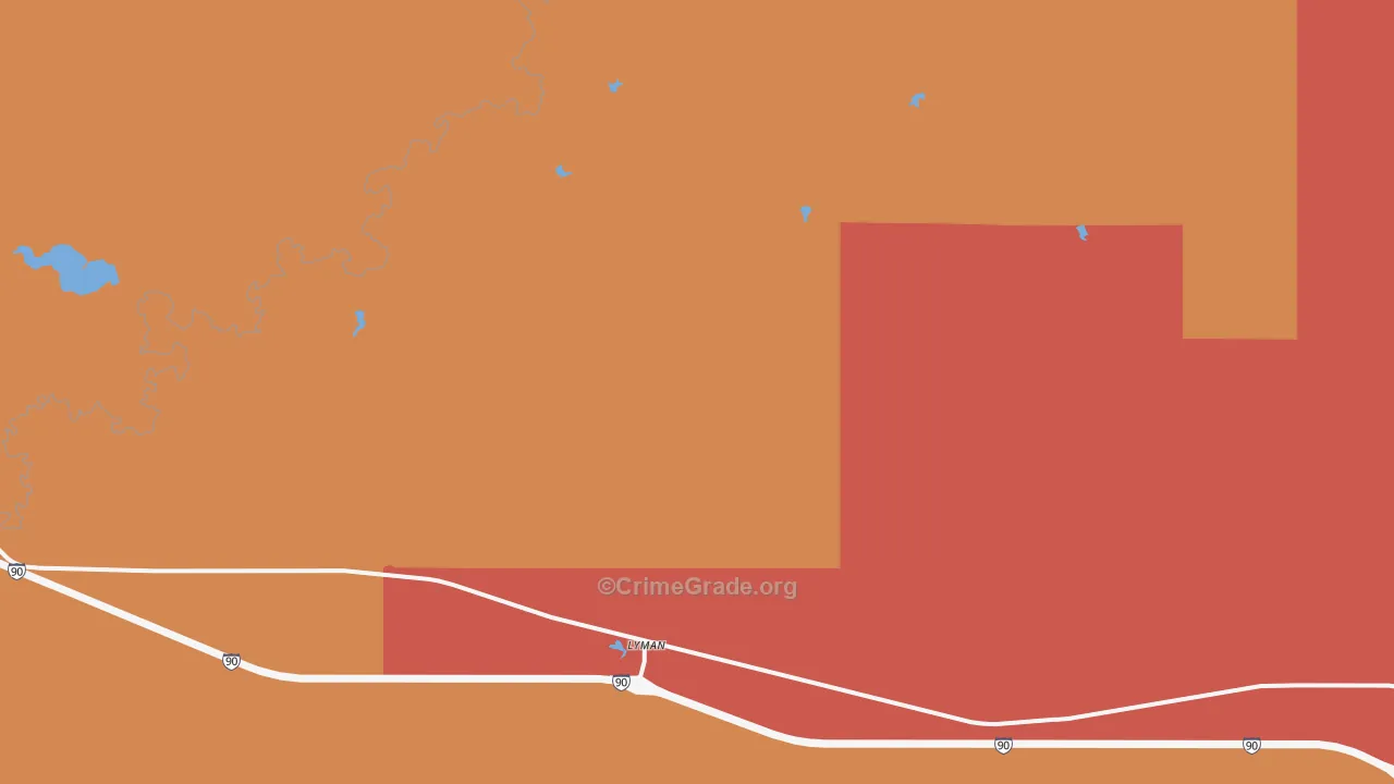Lyman, SD Map of Burglary Rates