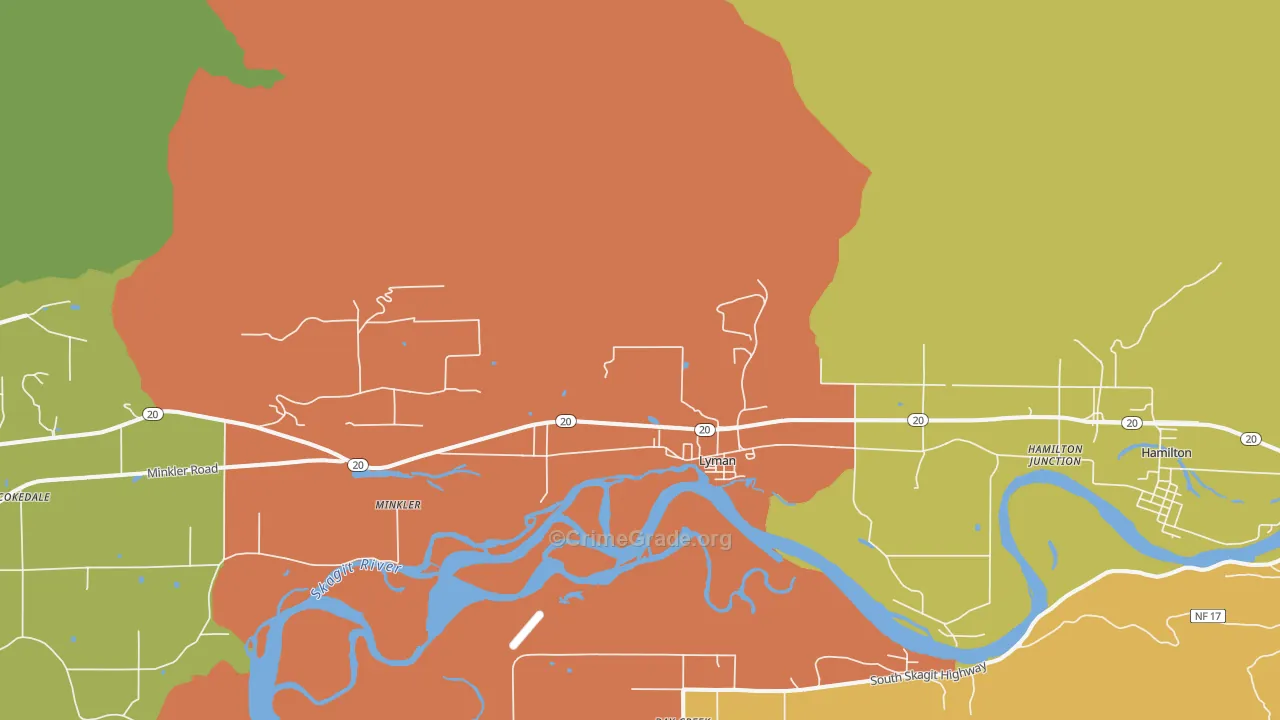 Lyman, WA Map of Burglary Rates