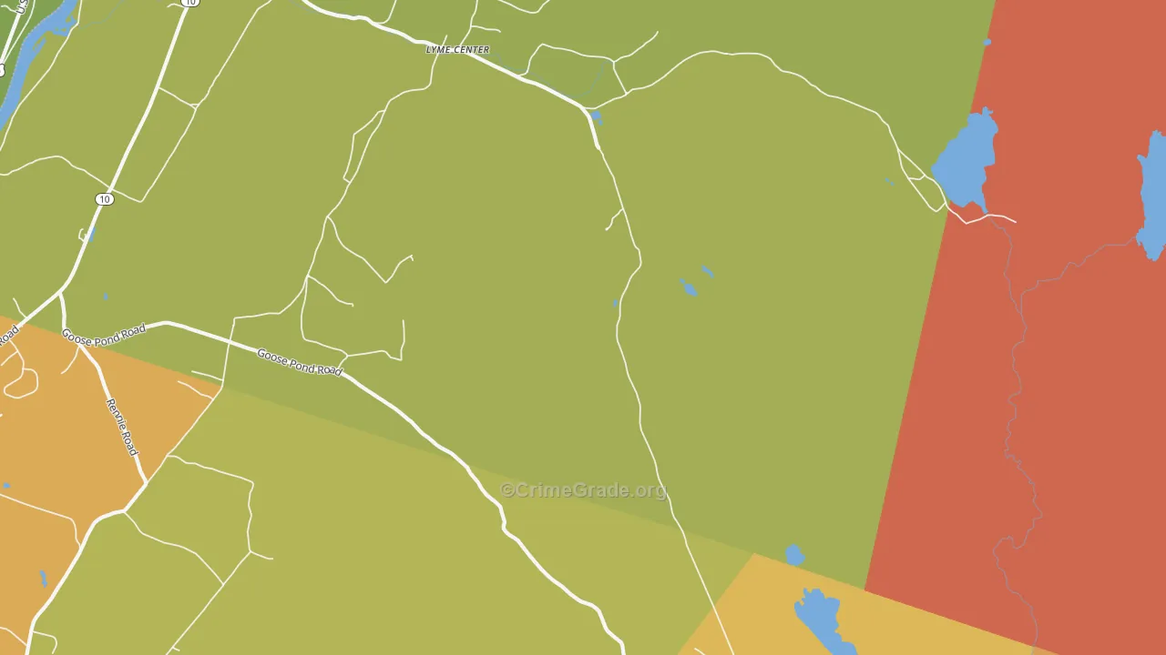 Lyme Center, NH Map of Burglary Rates