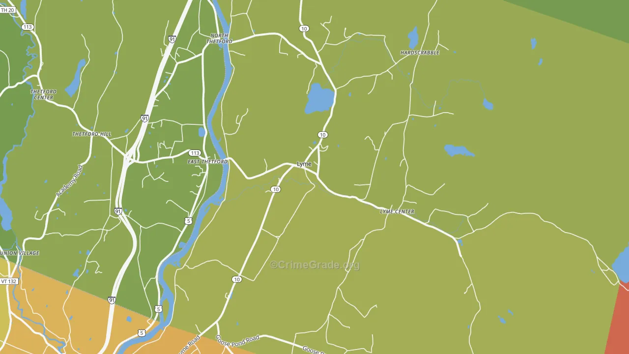 Lyme, NH Map of Burglary Rates