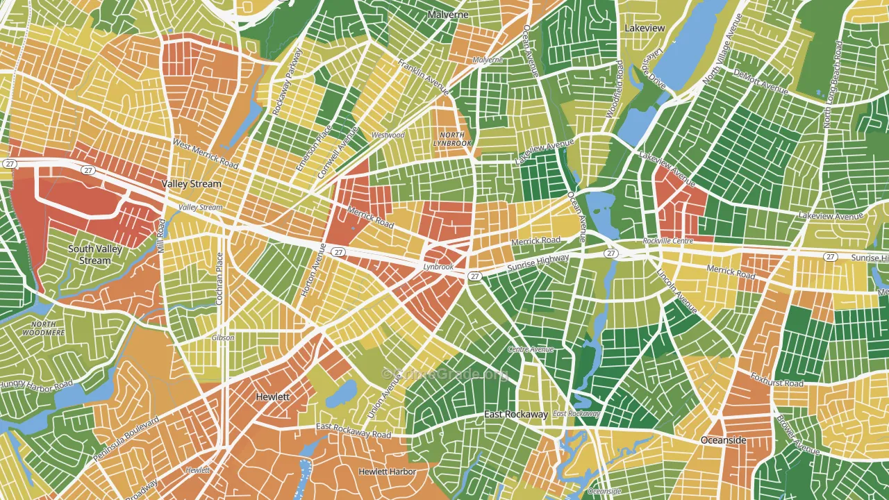 Lynbrook, NY Map of Burglary Rates