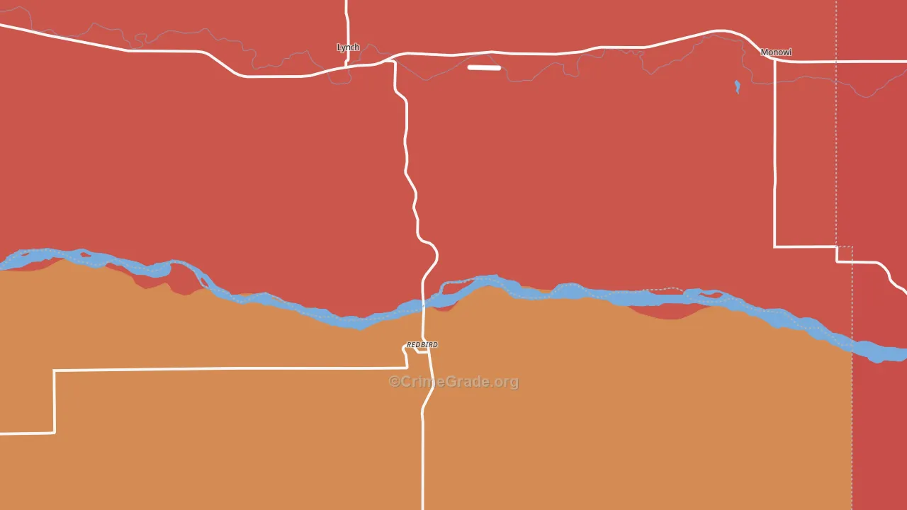 Lynch, NE Map of Burglary Rates
