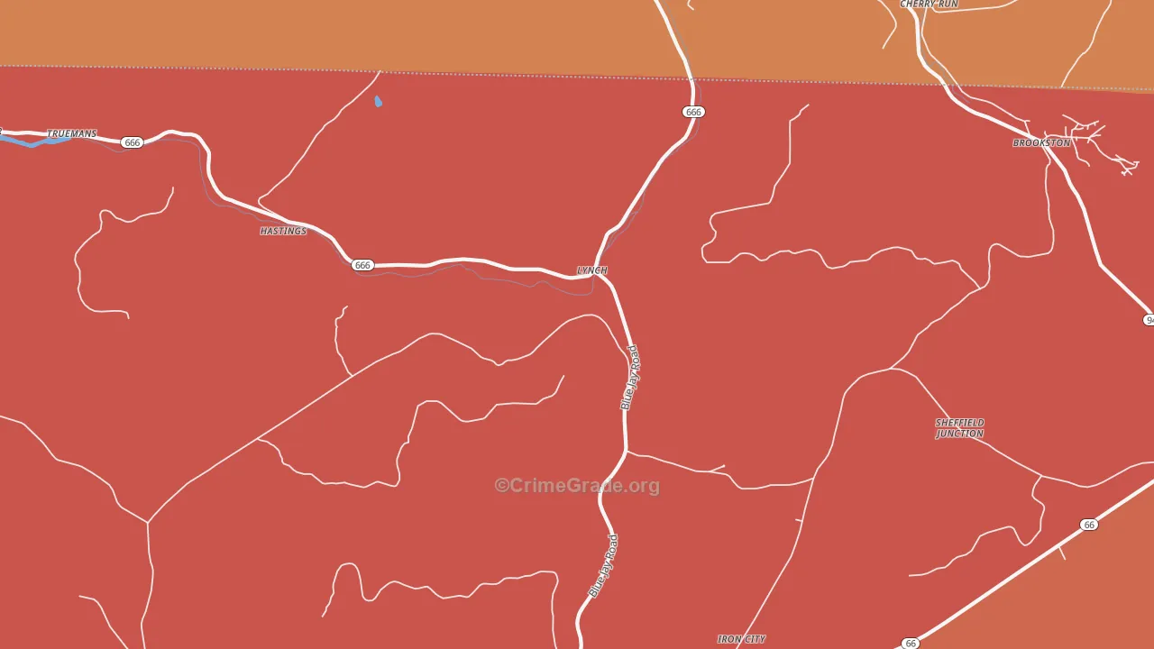 Lynch, PA Map of Burglary Rates