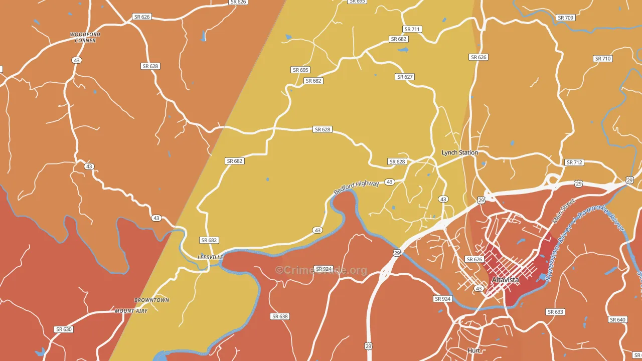 Lynch Station, VA Map of Burglary Rates
