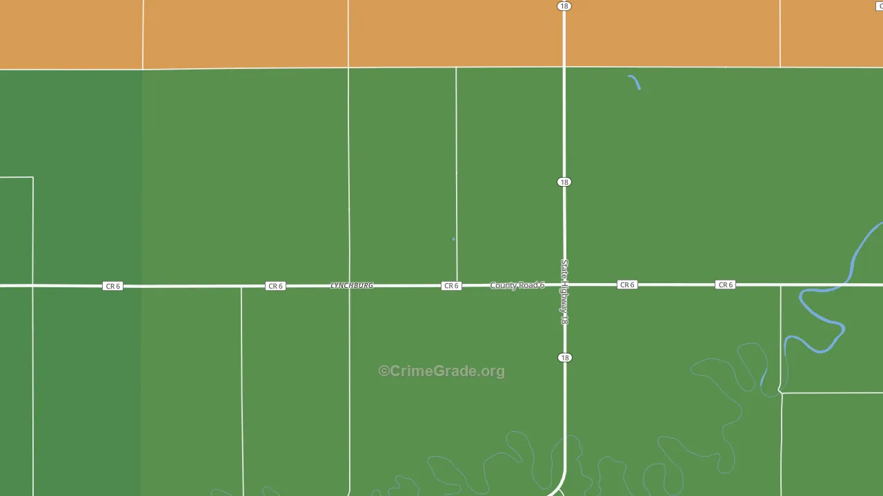 Lynchburg, ND Map of Burglary Rates