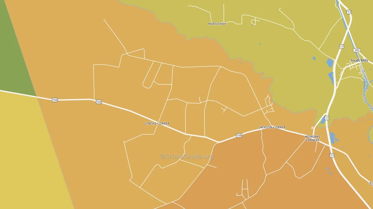 Lynchs Corner, NC Map of Burglary Rates
