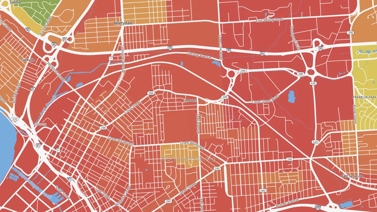 Lyncourt, NY Map of Burglary Rates