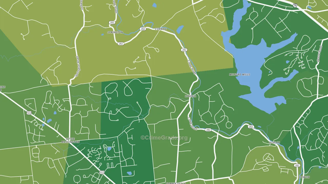 Lyndell, PA Map of Burglary Rates