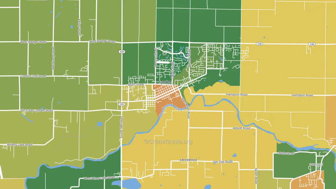 Lynden, WA Map of Burglary Rates