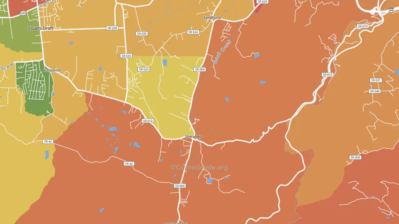Lyndhurst, VA Map of Burglary Rates