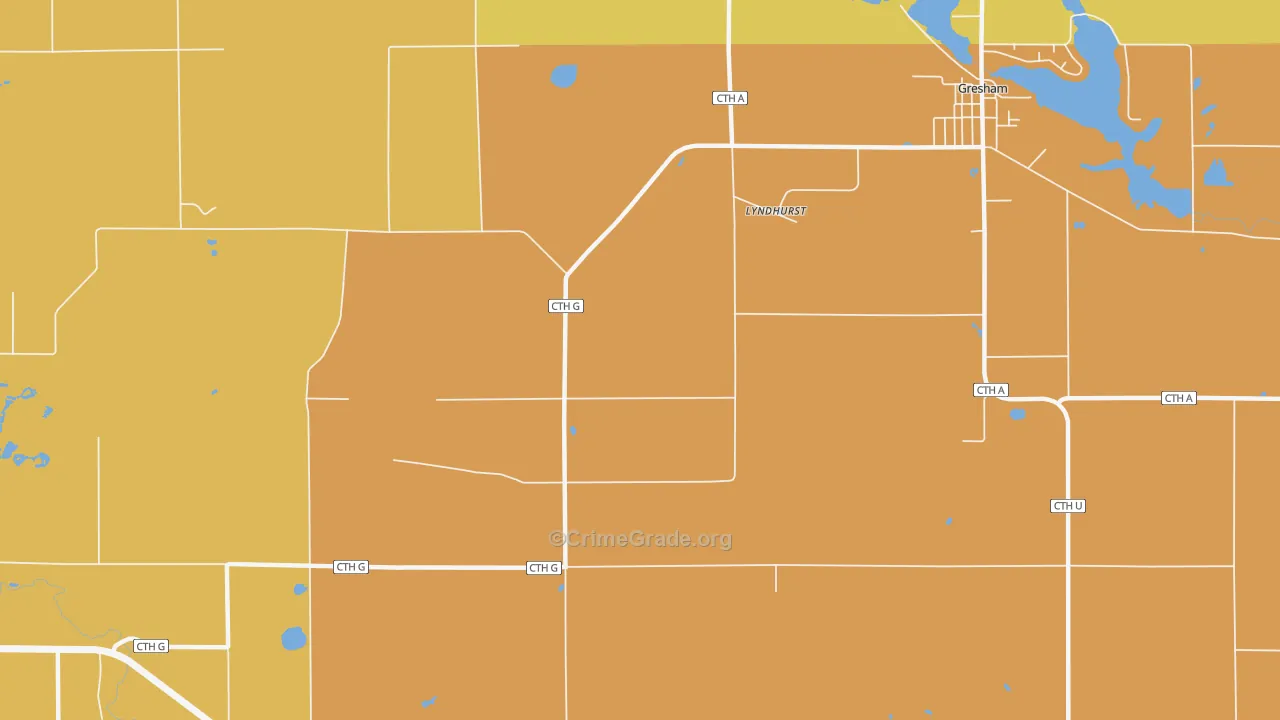 Lyndhurst, WI Map of Burglary Rates