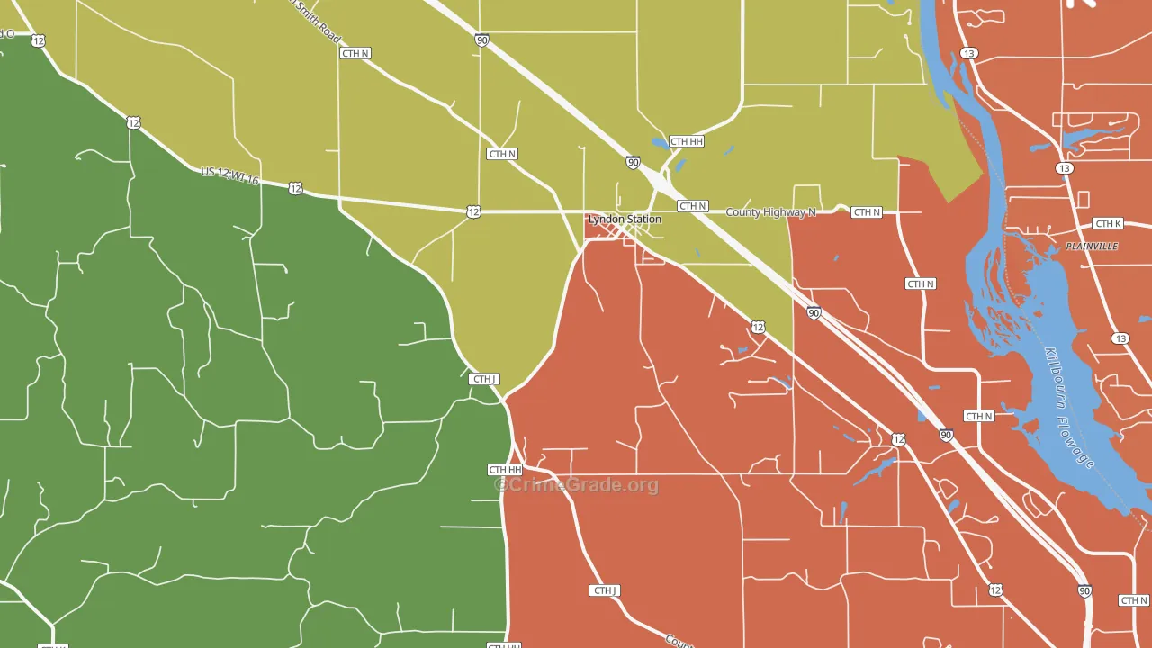 Lyndon Station, WI Map of Burglary Rates