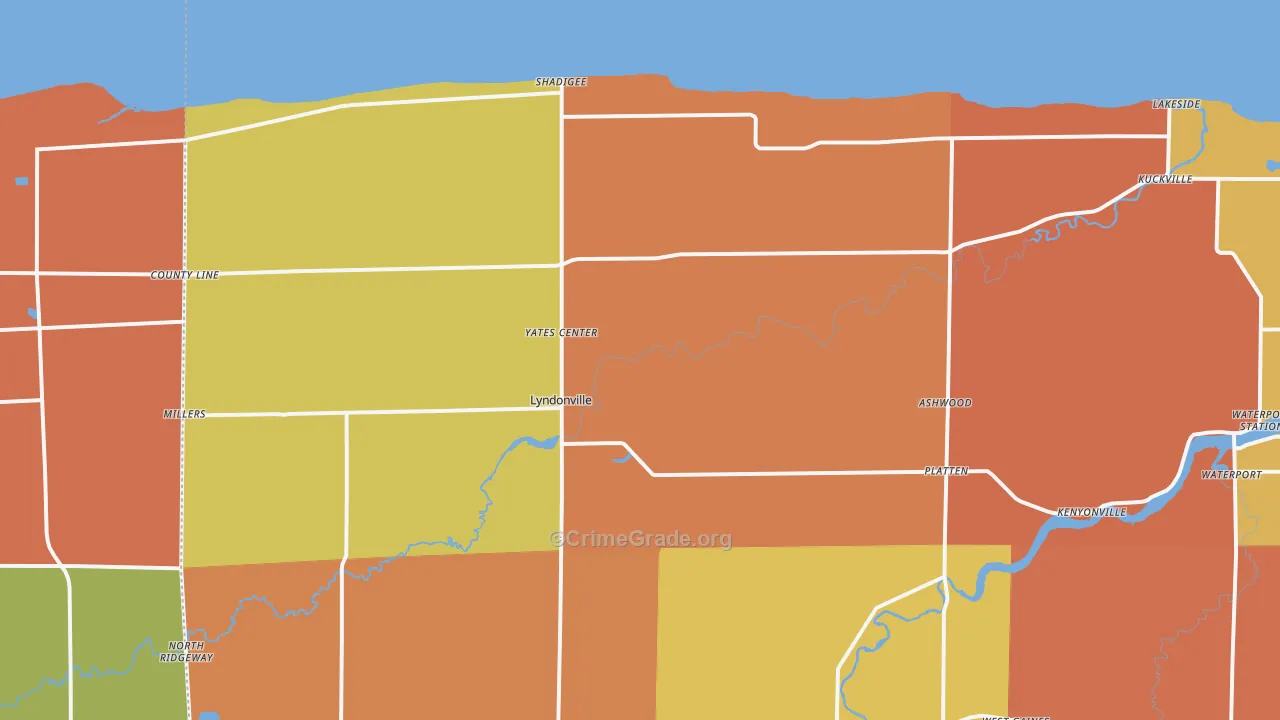 Lyndonville, NY Map of Burglary Rates