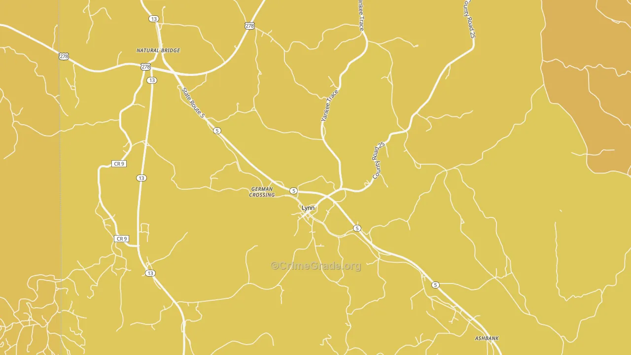 Lynn, AL Map of Burglary Rates