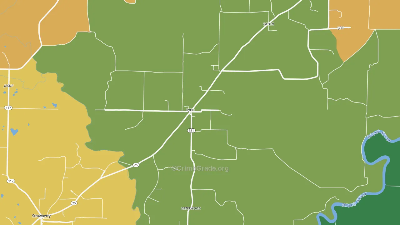 Lynn, AR Map of Burglary Rates