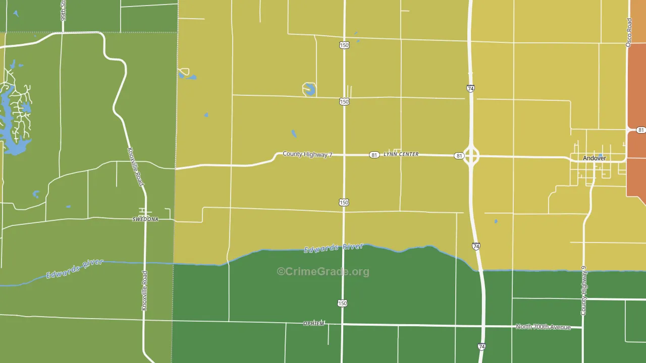 Lynn Center, IL Map of Burglary Rates