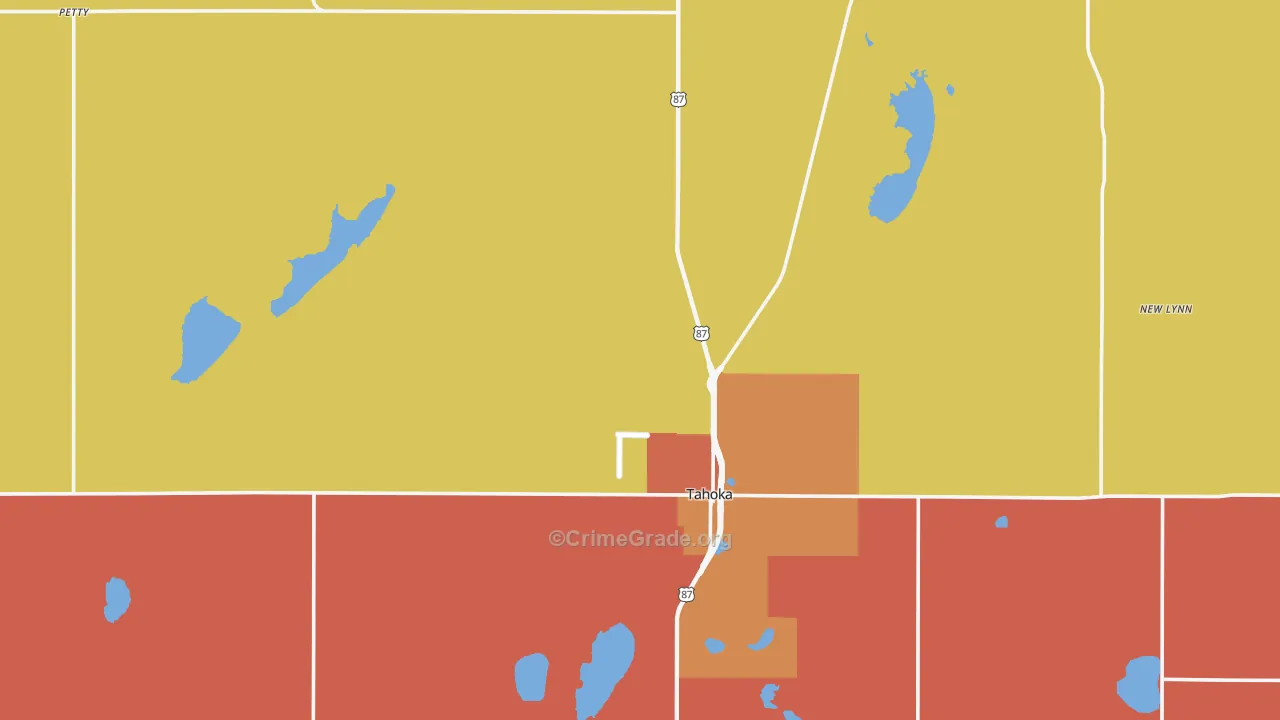 Lynn County, TX Map of Burglary Rates