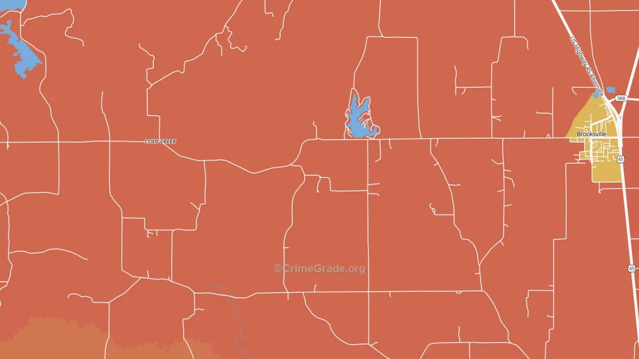 Lynn Creek, MS Map of Burglary Rates