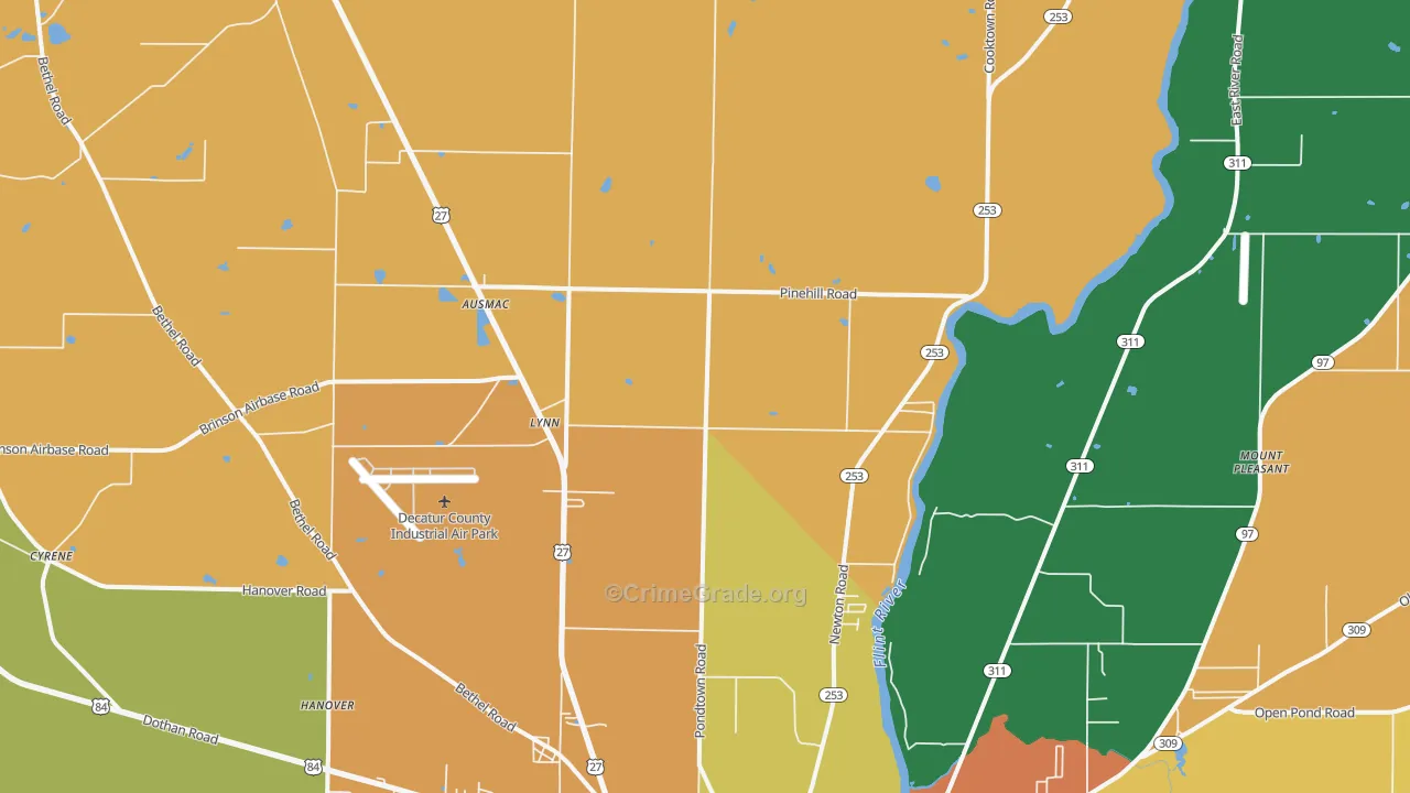 Lynn, GA Map of Burglary Rates