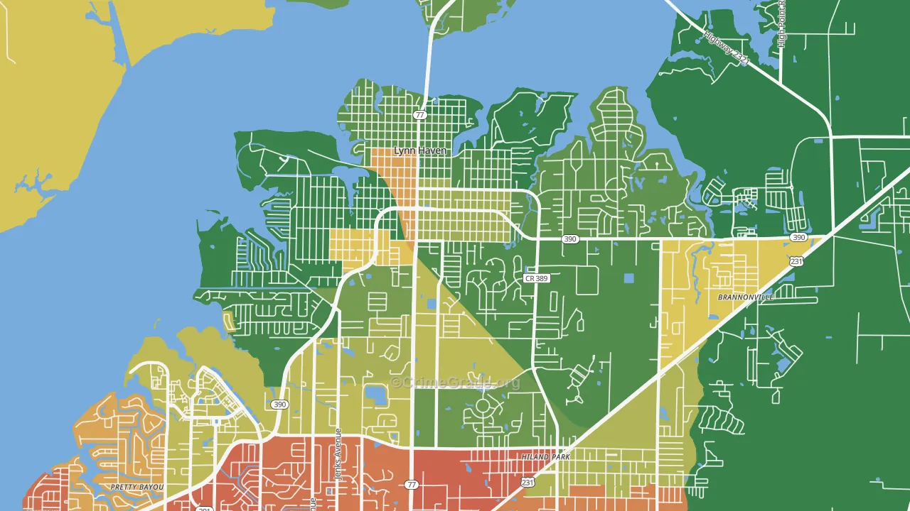 Lynn Haven, FL Map of Burglary Rates