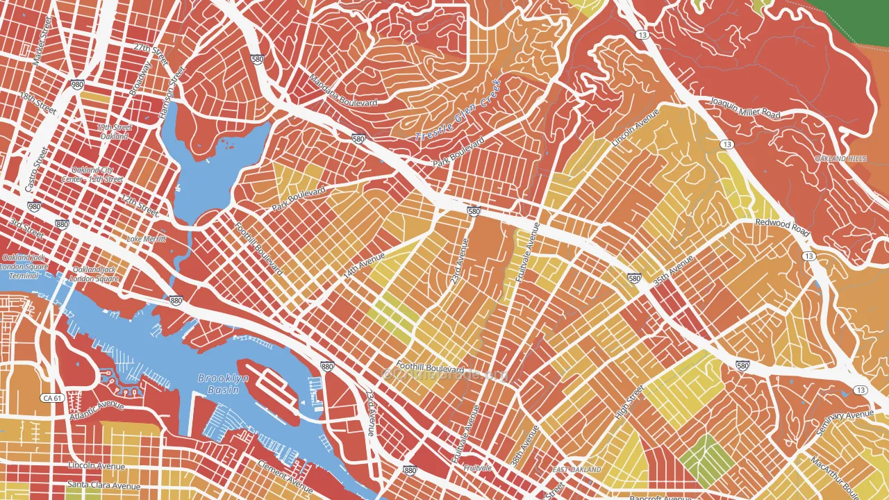 Lynn-Highland Park, Oakland, CA Map of Burglary Rates