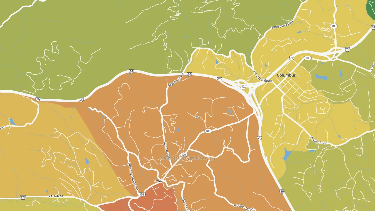 Lynn, NC Map of Burglary Rates