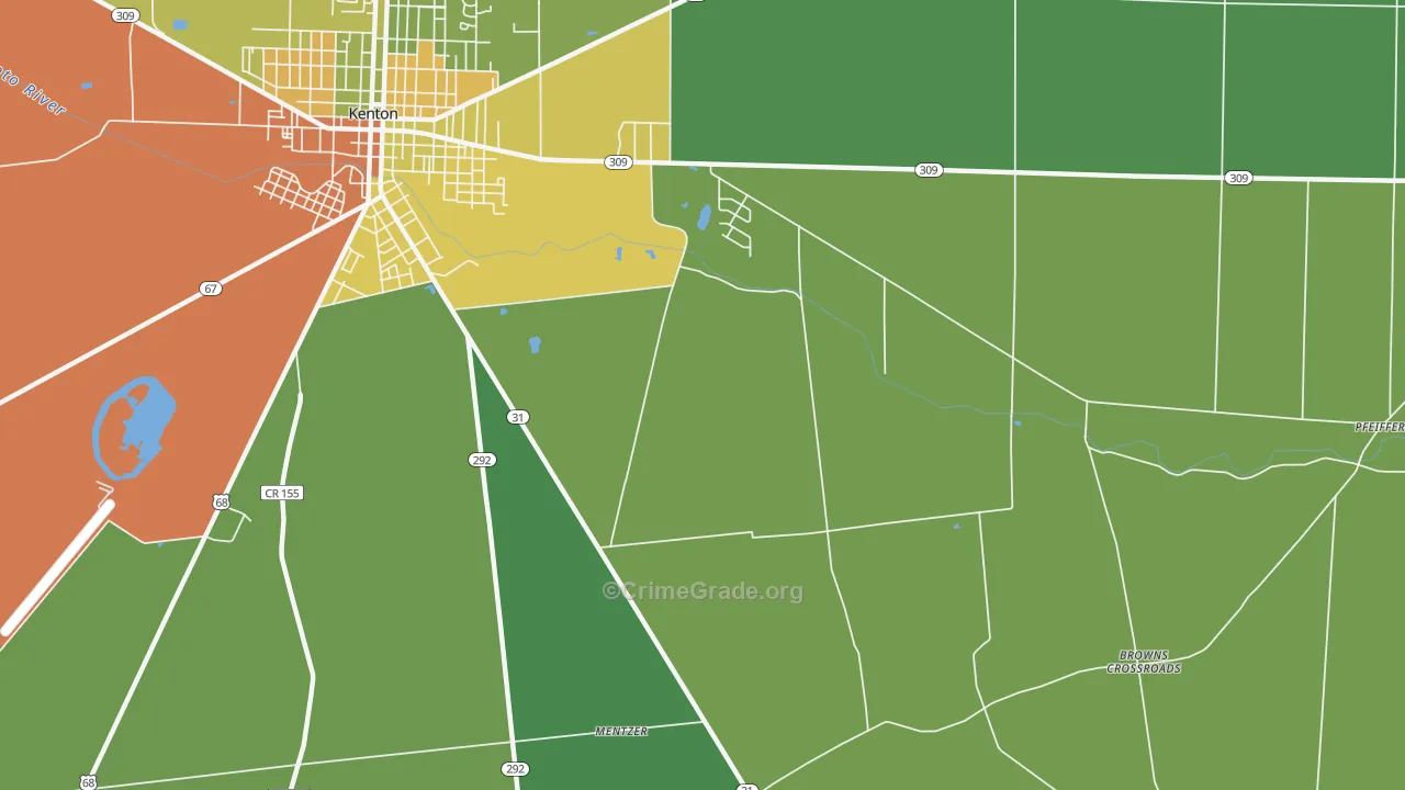 Lynn, OH Map of Burglary Rates
