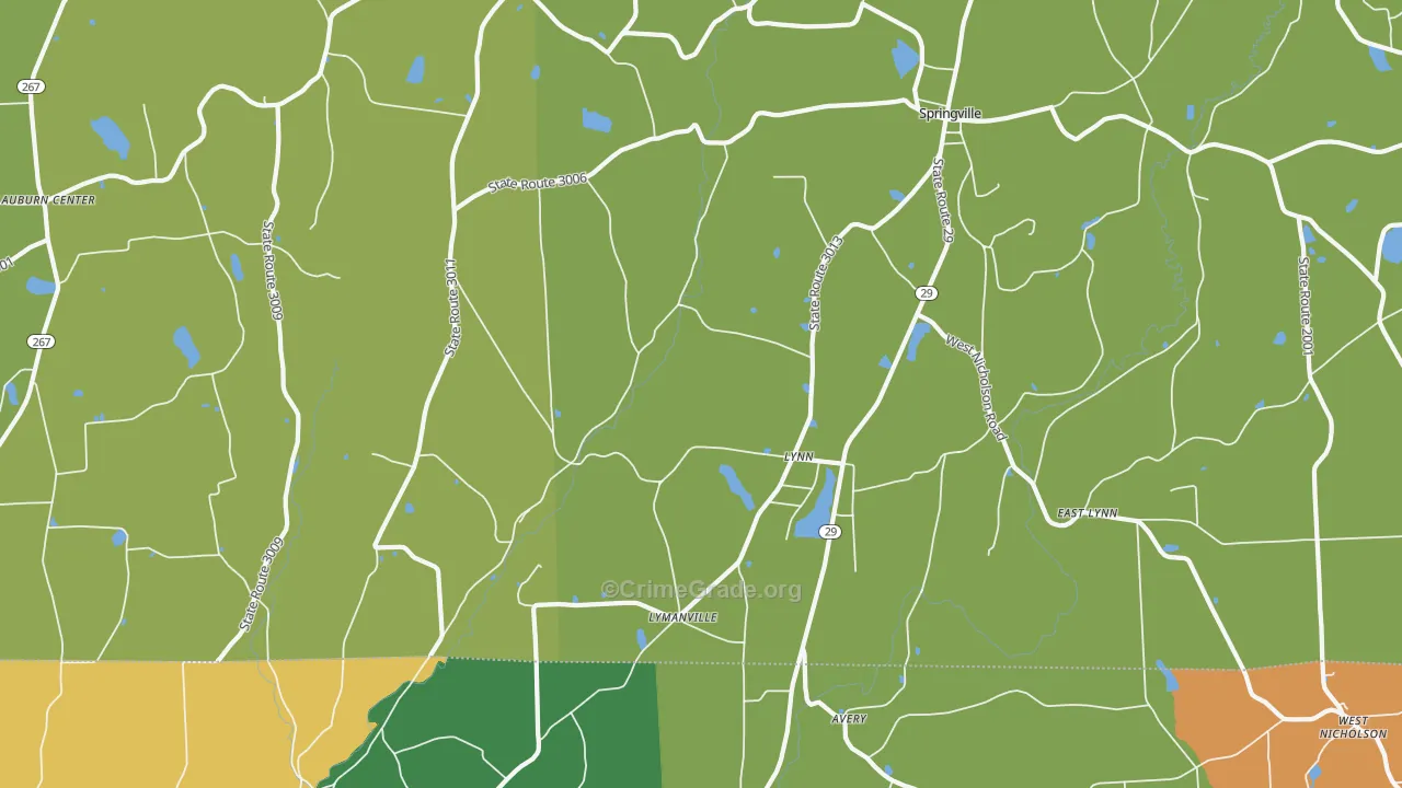 Lynn, PA Map of Burglary Rates