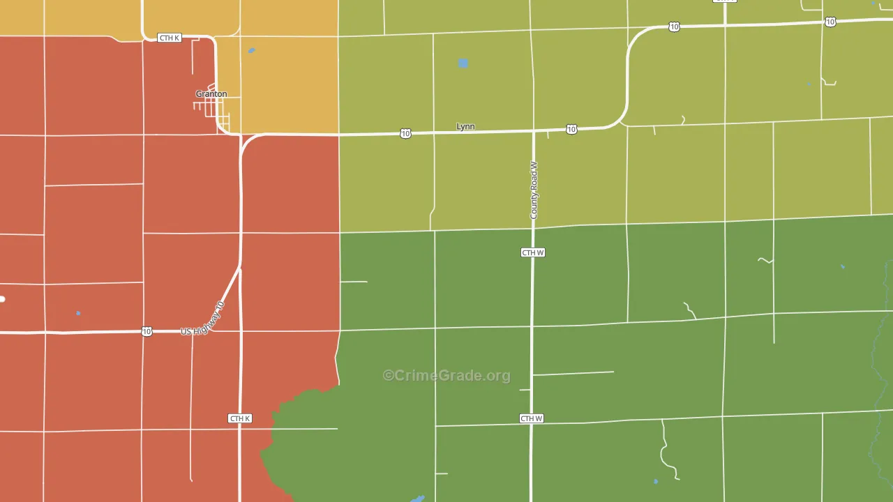Lynn, WI Map of Burglary Rates