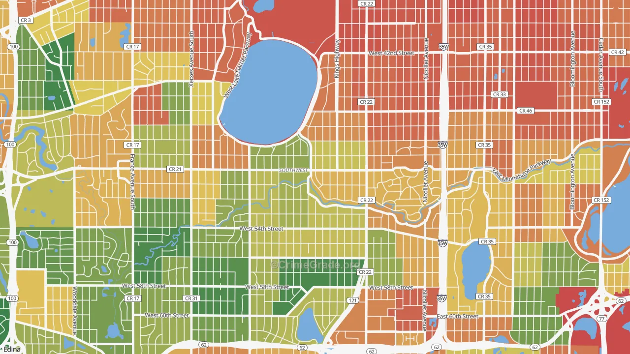 Lynnhurst, Minneapolis, MN Map of Burglary Rates