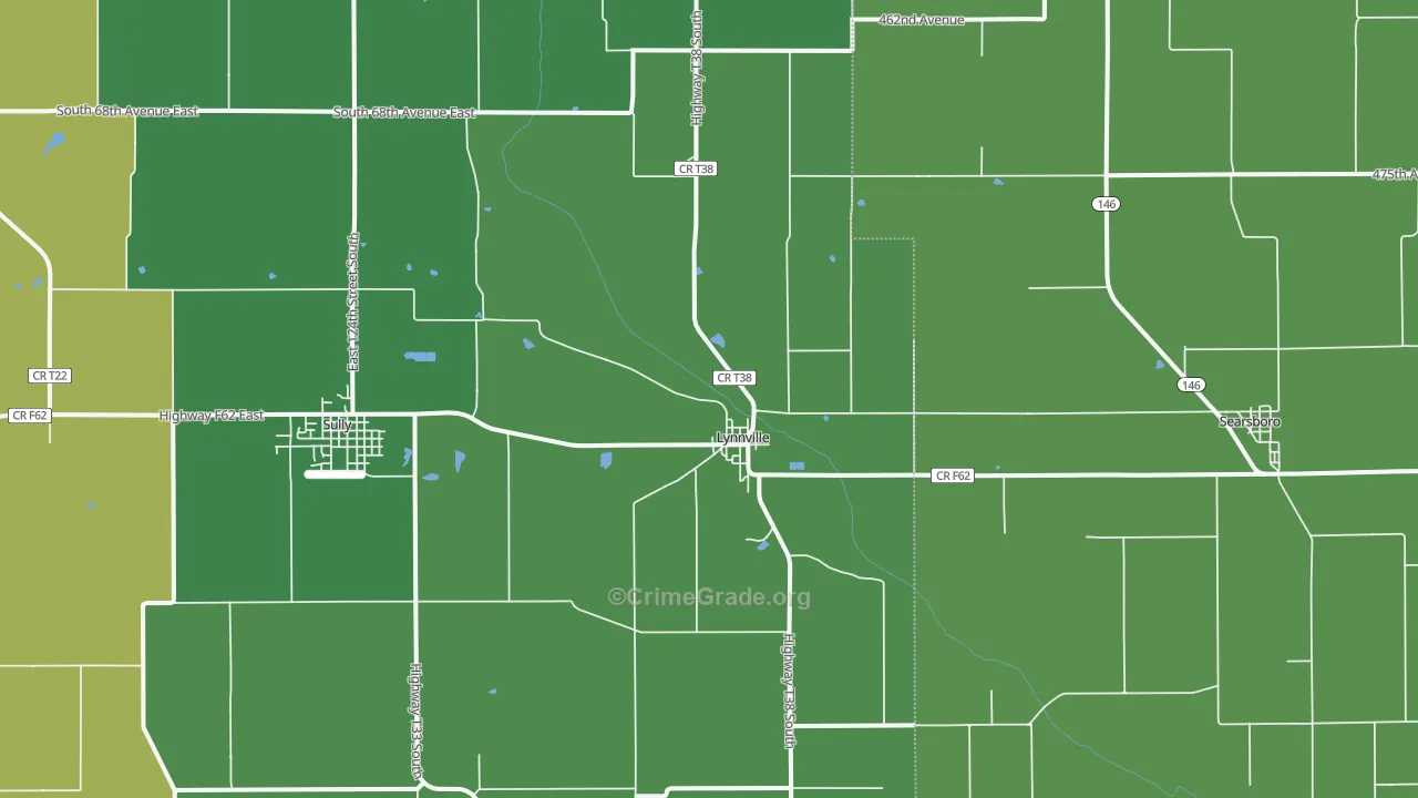 Lynnville, IA Map of Burglary Rates