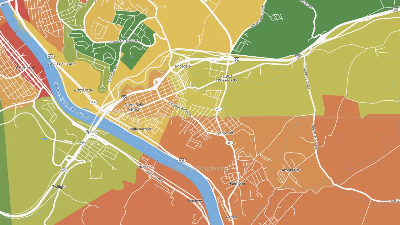 Lynnwood-Pricedale, PA Map of Burglary Rates