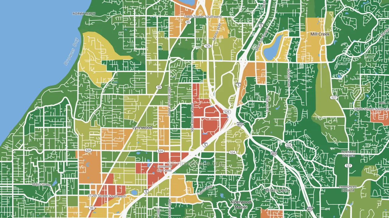 Lynnwood, WA Map of Burglary Rates