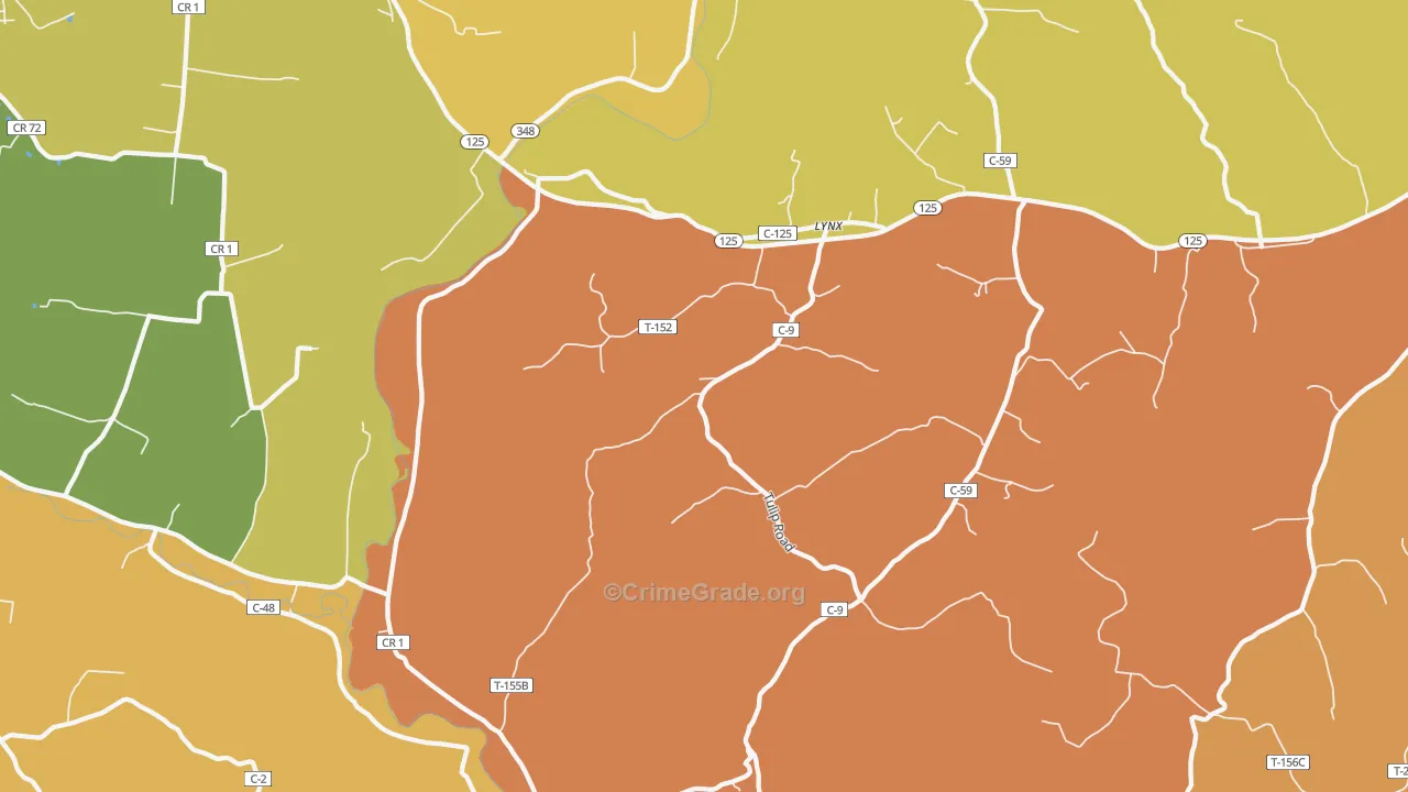 Lynx, OH Map of Burglary Rates